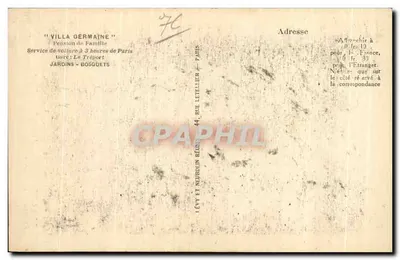 Cartolina d'epoca Villa Germaine Pensione per Famiglie Le Treport — Verso