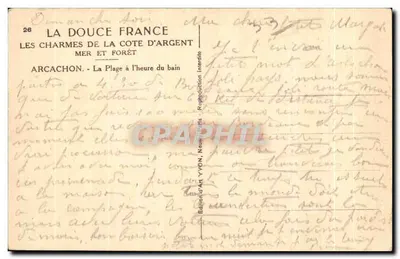Arcachon — Plaża w czasie kąpieli — Wydawnictwo Art YVON, n°26 — Rewers