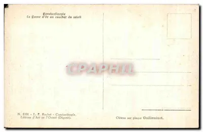 Constantinopla — A Ponte de Ouro ao pôr do sol — Éditions d'Art de l'Orient — Verso
