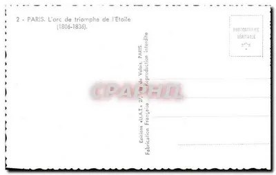 Paryż — Arc de Triomphe de l'Étoile — (1806-1836) — Wydawnictwo «U.A.T.» — Rewers