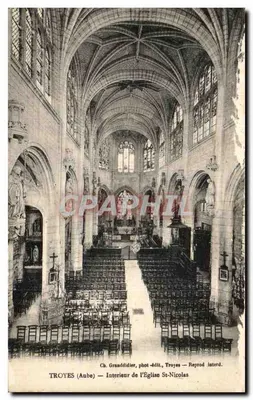 Troyes (Aube) — Intérieur de l'Église St-Nicolas — Ch. Granddidier, phot.-édit., Troyes — Reprod. interd.