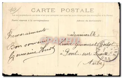 Brienne-le-Château — La grille du Château et Avenue de la Gare — éditeur imprimeur non visible — Verso