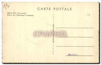 Bilhete postal antigo Millau (Aveyron) Praça da Antiga Comuna — Verso