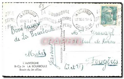 Bacino del Getto d'Acqua — La Bourboule — Editore C.d'O. — Verso
