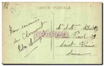 Clermont-Ferrand — Przecinek ulicy Charras i ulicy Grande-Bretagne — wydawca G. D'O. n°1056 — Rewers