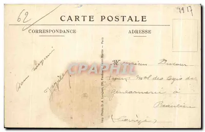 Arras — Das Rathaus und der Glockenturm nach dem Bombenangriff vom 21. Oktober 1914 — E. Davrinche, Paris — Rückseite