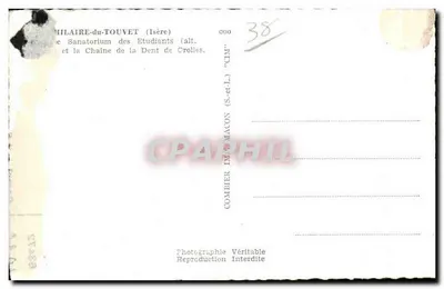 Chilairé-du-Touvet (Isère) — Sanatório dos Estudantes (antigamente a Chaîne de la Dent de Crolles) — Combier Impressor-Carpinteiro (S.-et-L.) — Verso