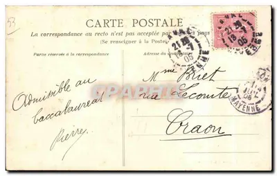 Tarjeta postal antigua Laval Vista general de la Trappe — Reverso