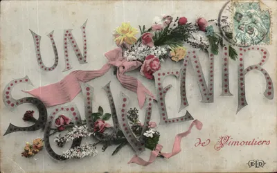 Bilhete postal antigo Um souvenir de Vimoutiers Fleurs