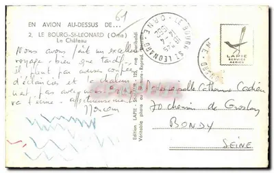 O Castelo de Bourg-St-Léonard — Orne — edição Lapie Service Aérien — Verso