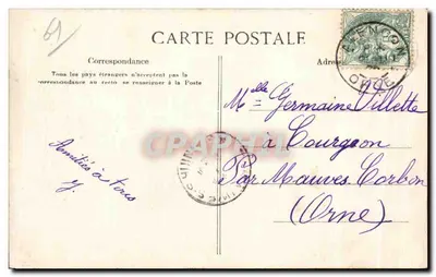 Wspomnienie z Alençon — kolorowana karta z lokalnymi widokami i suszonymi kwiatami — Pasluer-Greslebin, Edit, Alençon — Rewers