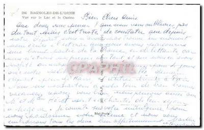 Bagnolles-de-l'Orne — Vista del lago y del casino — C.A.P. n°236 — Reverso