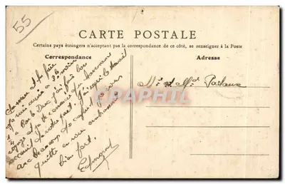 Bilhete postal antigo Bar le Duc (Meuse) Ponte sobre o I Ornain — Verso
