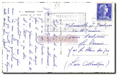Bilhete postal antigo Maubeuge (Nord) Avenue de la Gare — Verso