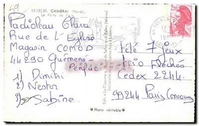 La Porta di Parigi — Cambrai (Nord) — Edit. « La Cigogne » — Verso