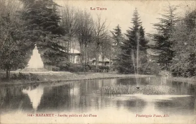Mazamet - Jardim público e Jato d'água — Fototipia Poux, Albi — n° 514