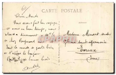 Bilhete postal antigo Beauvais Place Jeanne Hachette — Verso