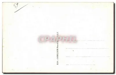 Dunkierka — La Tour — widok wieży kościoła z handlową ulicą — Wydawca Gorlier Frères, Lille, n°19 — Rewers