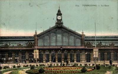 Bilhete postal antigo Tourcoing A Estação