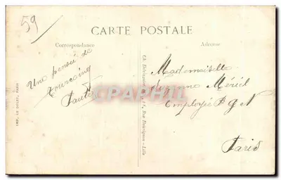 Bilhete postal antigo Tourcoing A Estação — Verso