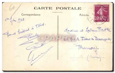 Bilhete postal antigo Breteuil Abadia do Castelo — Verso