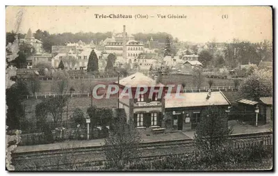 Bilhete postal antigo Trie Chateau Oise Vista Geral A estação