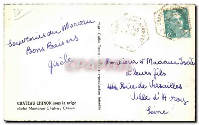 Kasteel Chinon — onder de sneeuw — cliché Montaron — Achterkant