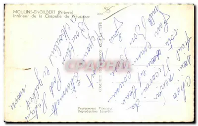 Bilhete postal antigo Moulins Engilbert Nievre Interior da Capela do I Hospice — Verso