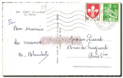 Pont sur la Seine — vue depuis les berges, avec deux barques — éditeur ALFA, n° 7831 — Verso