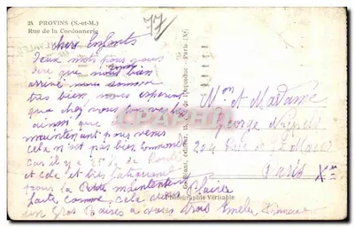 Provins — rue de la Cordonnerie — éditeur GRANT, n° 44 — Verso
