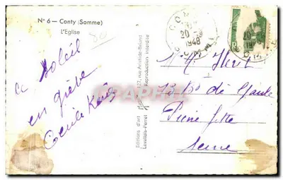 Conty (Somme) — A Igreja — Éditions d'art Levallois-Perret, n°6 — Verso