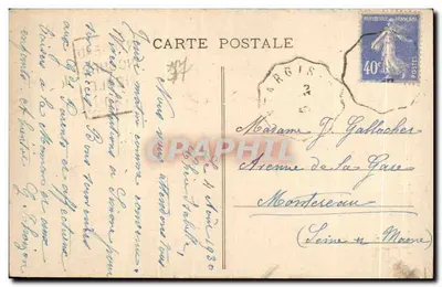 Château-Landon — Kerk van Notre-Dame (westzijde) — 19e eeuw — uitgever M. Caillet — Achterkant