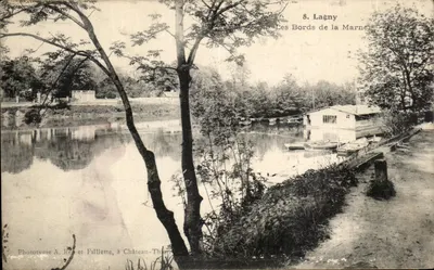 As margens da Marne — Lagny — Fototipia A. Red et Filliette, em Château-Thierry