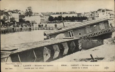 Lagny — Casa em barco afundada por um obus — Photo-Press, Agency, 16me Série