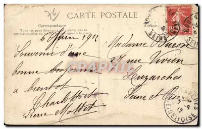 Bilhete postal antigo Rouen Relógio Grande Estilo Gótico 1390 1397 a Arcade data de 1511 e a Fonte de 1731 — Verso