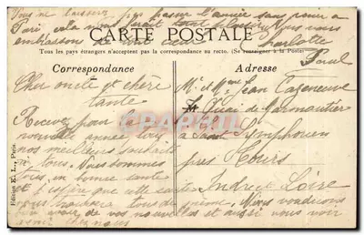 Bonne et heureuse année — scène de jardin avec rose et étang — Édition E. L., Paris — Verso