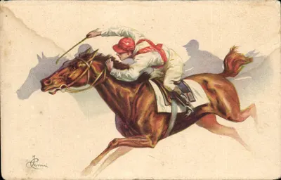 Corrida de cavalo — Jockey em ação — Editor Annat Gasparini, série 289-3
