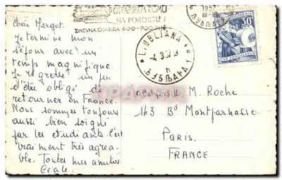 Ljubljana - Kongresni trg — vista do castelo na colina — editor Rogatnik, n°203 — Verso