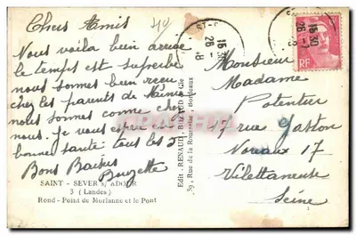Vue du pont de Saint-Sever-sur-Adour — Delbroy — n° 49 — Verso