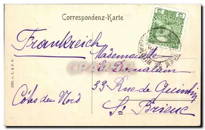 Widok z Budweis — Część z Budweis — wydawca Q. Cozic, n° 1084 — Rewers