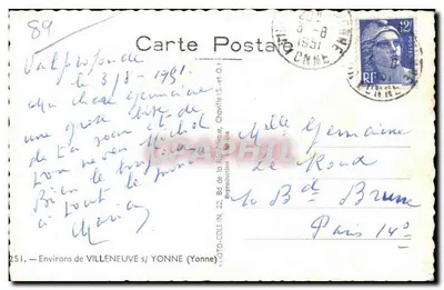 Environs de VILLENEUVE s/ YONNE — Pastor com rebanho de ovelhas sob uma fileira de árvores — Photo-Coll. IN. — Verso
