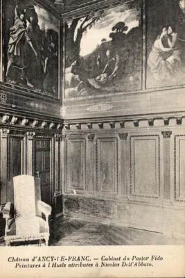 Castelo de ANCY-l'E-FRANC — Cabinet du Pastor Fido — Pinturas a óleo atribuídas a Nicolas Dell'Abbato