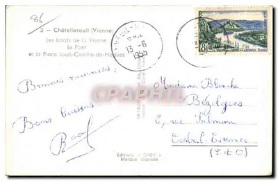 Châtellerault (Vienne) — As margens da Vienne e o Ponte Louis-Camille-de-Haouges — Éditions Caby — Verso