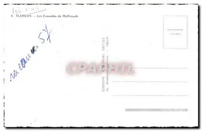 Cascata do Meffrouch — Tlemcen — Edições Alexandre Sirecky, Oran — Verso