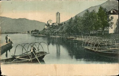 Lac de Côme — vue du château et des embarcations — éditeur non identifié