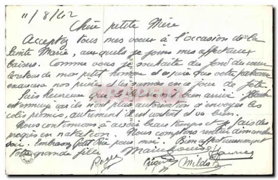 Róże żółte — Szczęśliwego święta — Karta pocztowa z Paryża — Rewers