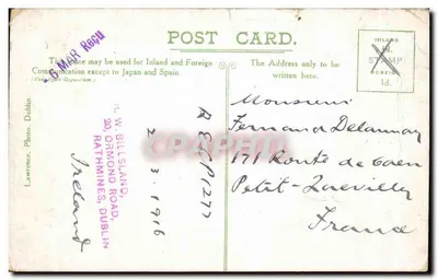 Bilhete postal antigo Sackvlile Street Dublin Irlanda Irlanda — Verso