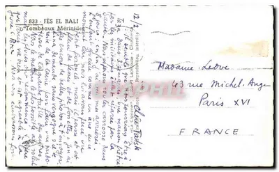 Fès El Bali — Groby Meridianowe — Wydawca Labérouse, n° 833 — Rewers