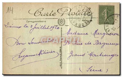 Lisieux — Plac Thiers, Katedra i Poczta — Stare Pałac Biskupi, XVIII wiek — Albert Grenie, nr 82 — Rewers