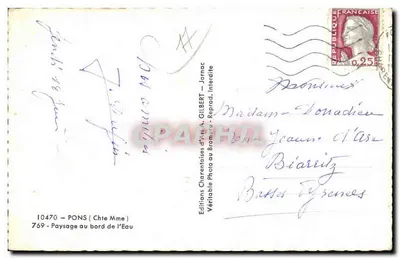 Pons (Charente) — Paisagem à beira da água — Éditions Charentaises d'Art A. GILBERT — Verso